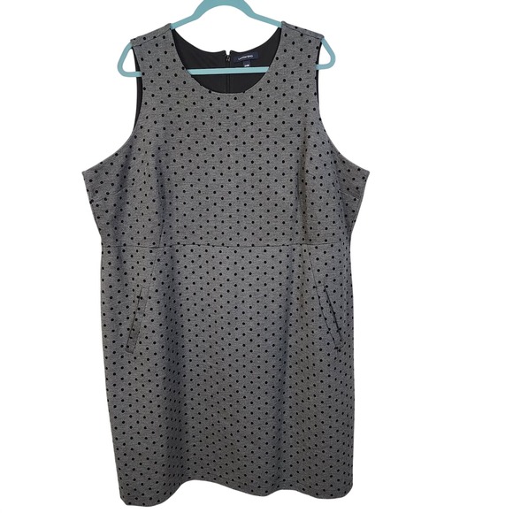 Lands' End Dresses & Skirts - LANDS END Size 24W Grey Black Polka Dot Sleeveless Pockets Ponte Knit Dress EUC